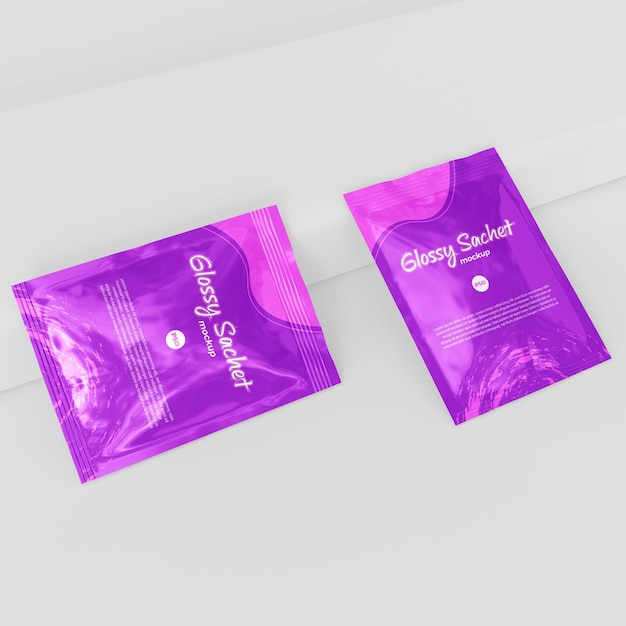 PSD glossy sachet mockup psd