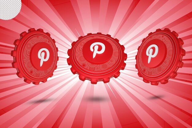 Glossy set of  pinterest logo isolated 3d design