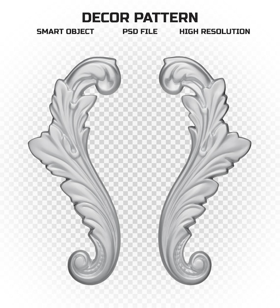 PSD glossy silver decor pattern in high quality for decoration