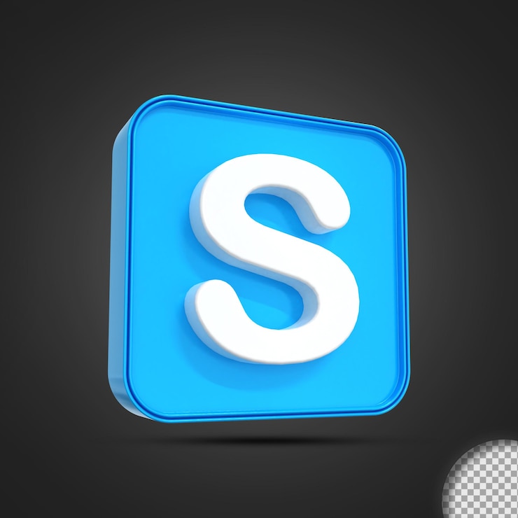 PSD glossy skype social media logo icon 3d rendering