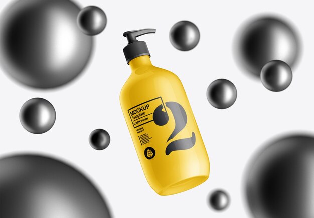 Glossy soap bottle mockup