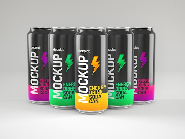 Glossy soda cans mockup