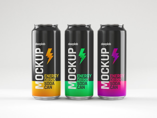 Glossy soda cans mockup