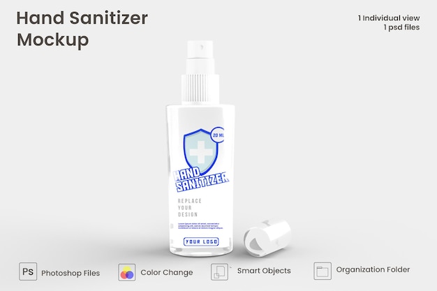 PSD glossy spray bottle mockup