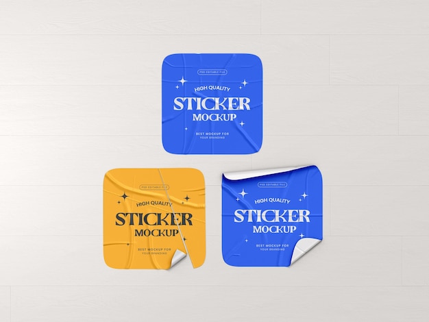 Glossy square sticker mokcup