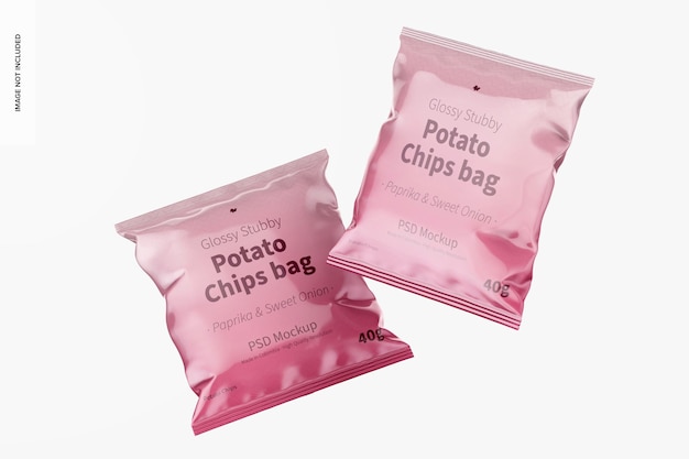 Glossy stubby chips bag mockup