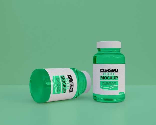 Glossy supplement  medicine bottle mockup 3d