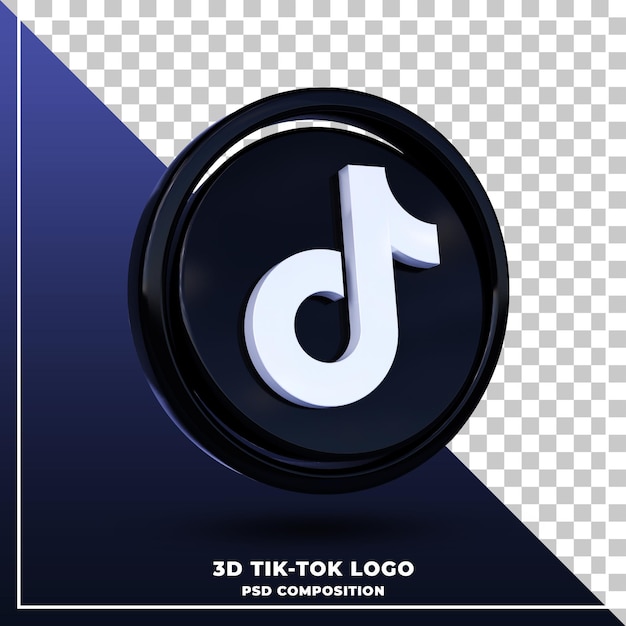 광택 tik tok 로고 절연 3d 디자인 렌더링