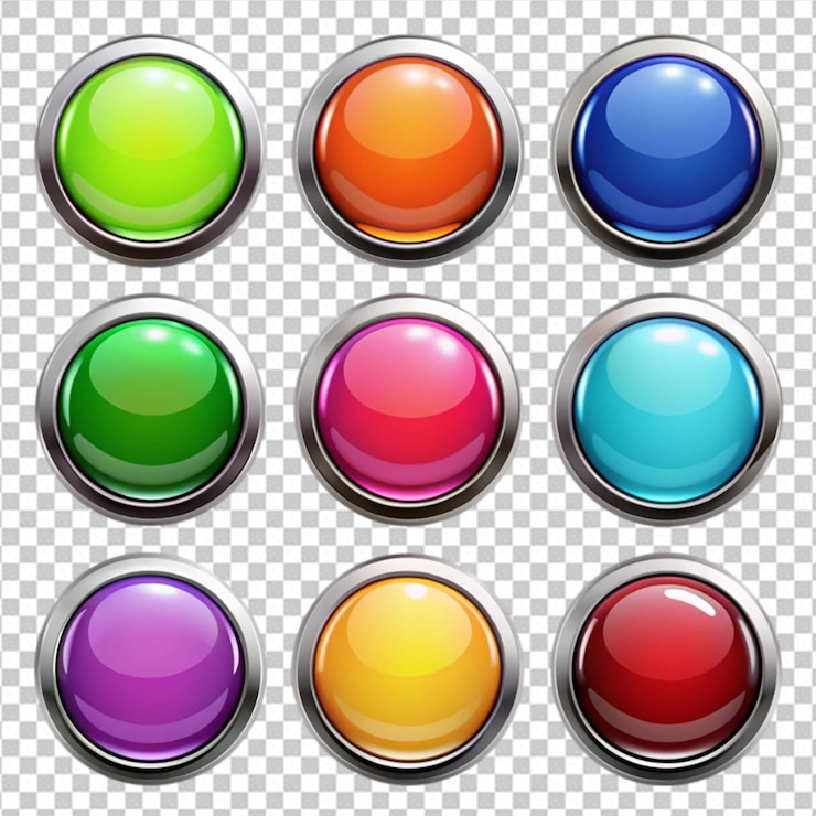 PSD glossy web buttons set in different colors png