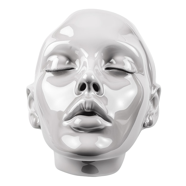 PSD glossy white beauty woman face sculpture cut out