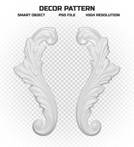 PSD glossy white decor pattern in high quality for decoration