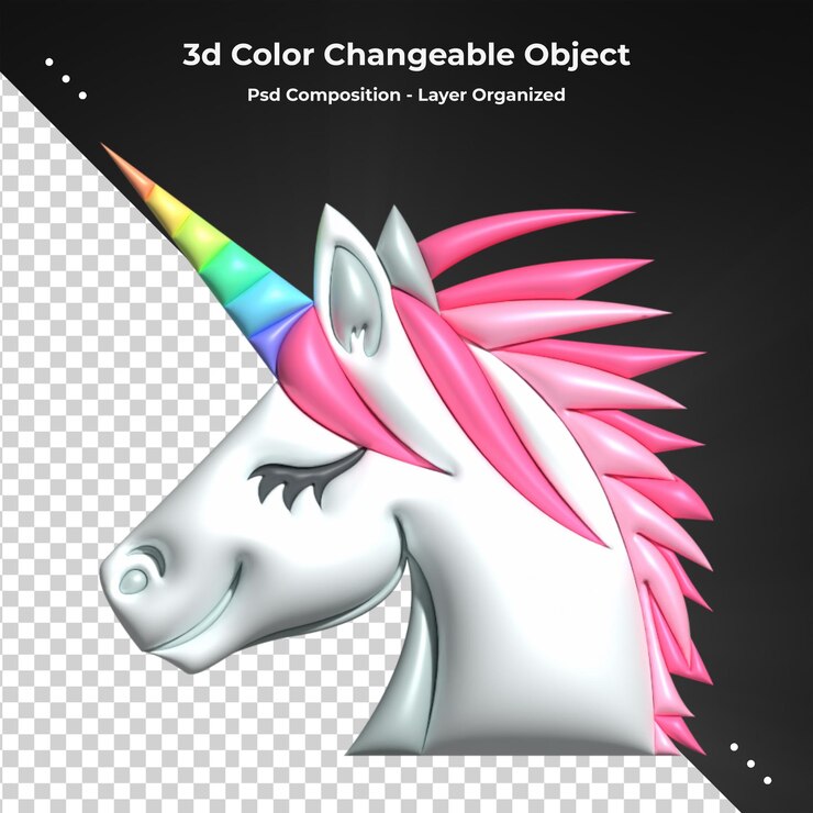 PSD glossy white  strong horse in elegant running pose 3d rendering