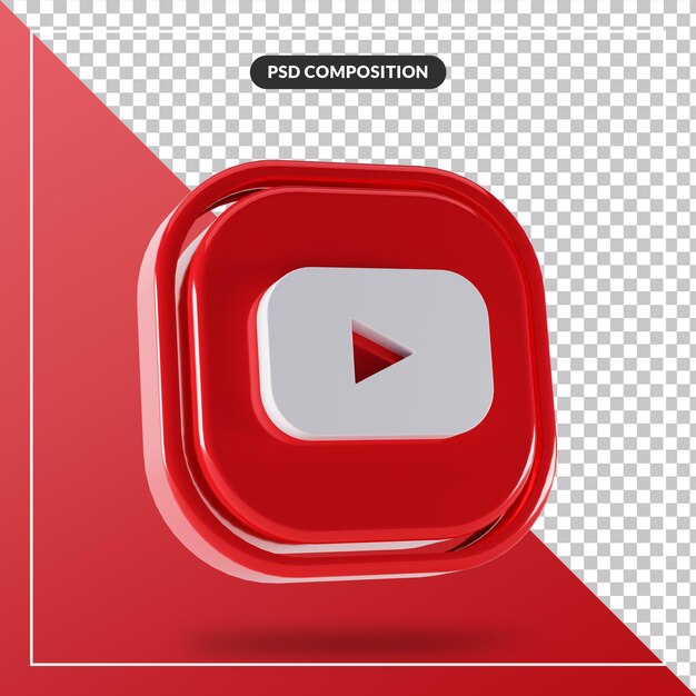 Glossy youtube logo isolated 3d design