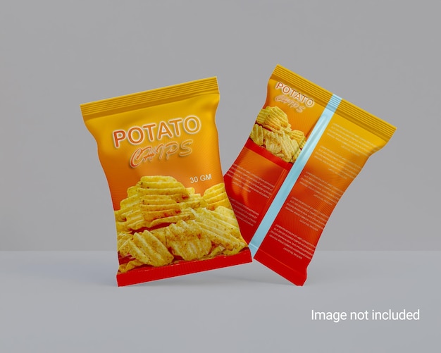 PSD mockup di foglio di pacchetto di glosy chips