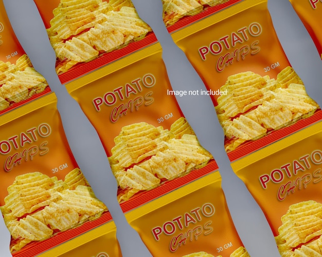 PSD glosy chips packet foil mockup