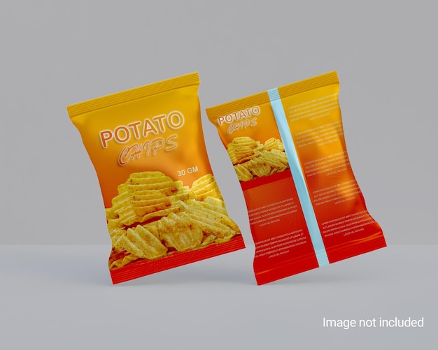 PSD mockup di foglio di pacchetto di glosy chips