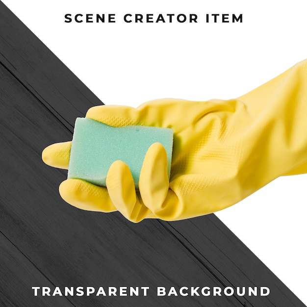 Gloves and sponge isolated with clipping path