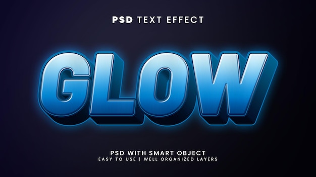 glow 3d editable text effect with light and glowing text style