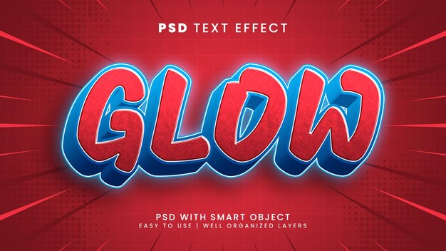 Glow 3d editable text effect with light and kids text style