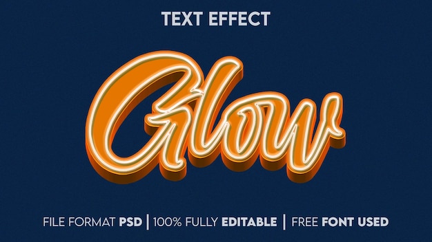 PSD glow 3d editable text effect