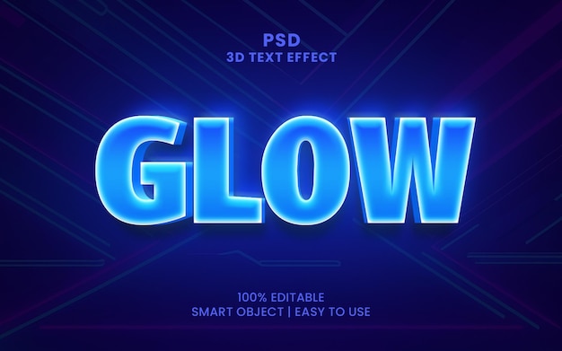 PSD glow 3d style text effect psd