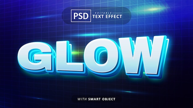 Glow blue neon text effect editable