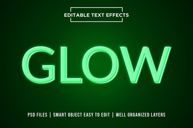 Glow green neon text style effect premium psd