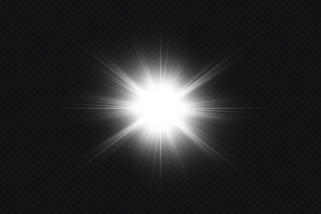 Glow light effect starburst met glitters op transparante achtergrond
