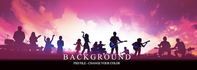 PSD glow music concert stage with purple color