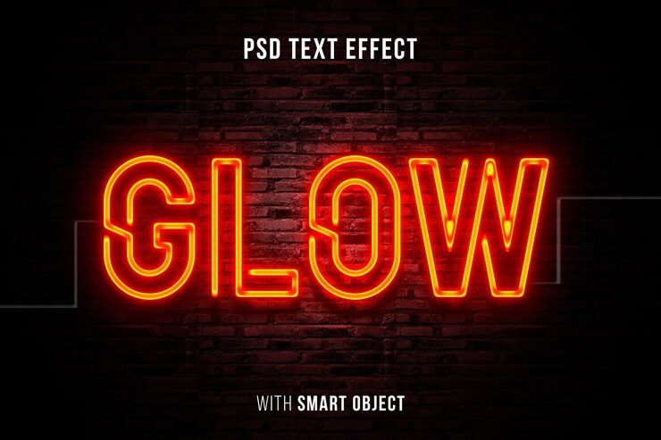glow neon editable text effect red light typography mockup