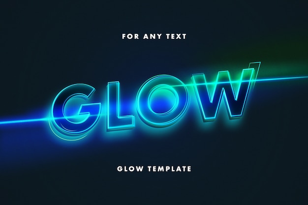 PSD glow neon lettering text effect template