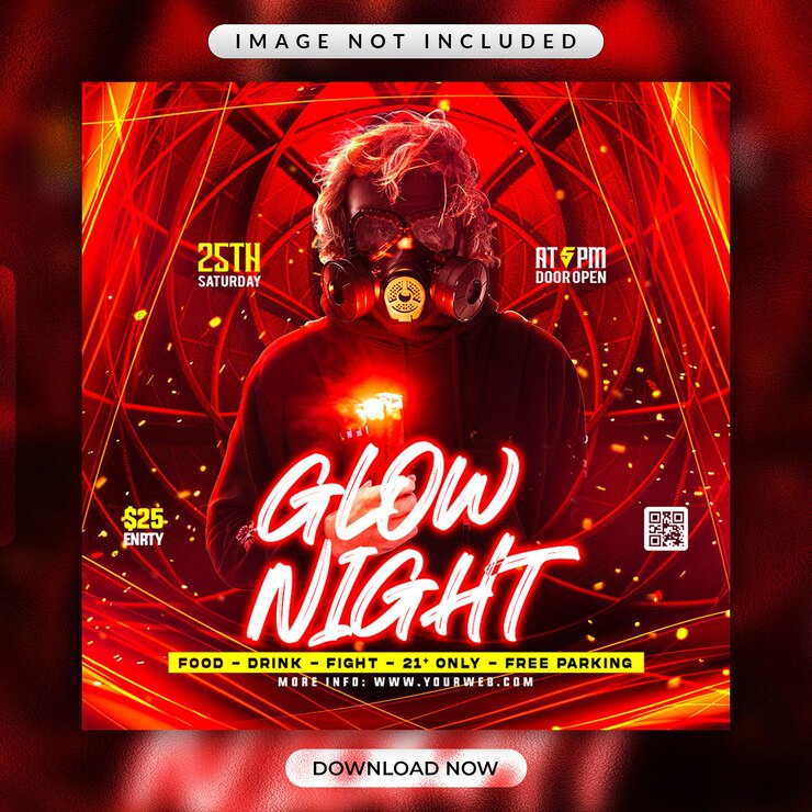 Шаблон рекламного баннера Glow Night Flyer или социальных сетей