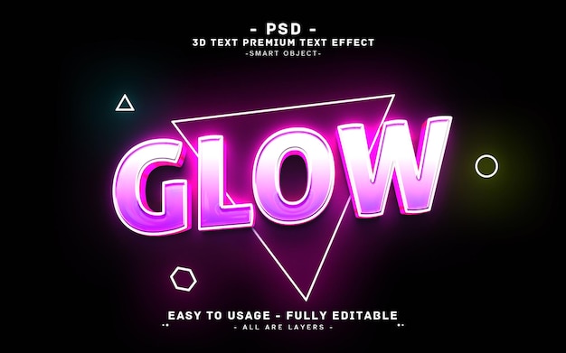 Glow Purple 3d editable text effect style