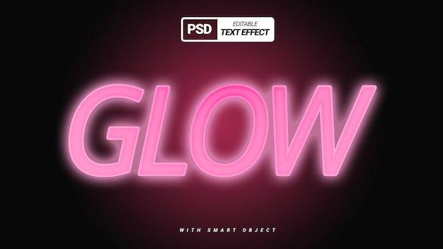 PSD glow roze teksteffect sjabloonontwerp