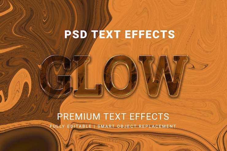 PSD glow text effects isolated on wood