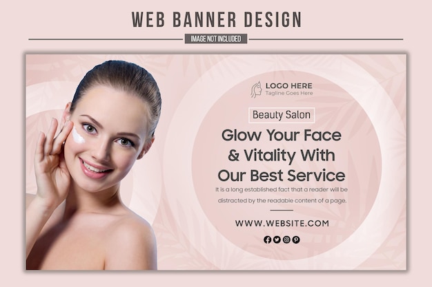 PSD glow your face and vitality with our best service psd large web banner editable design template