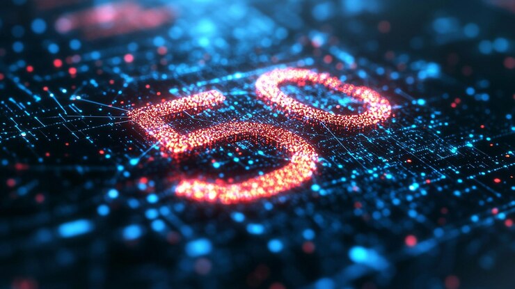 PSD glowing 5g network digital data connection