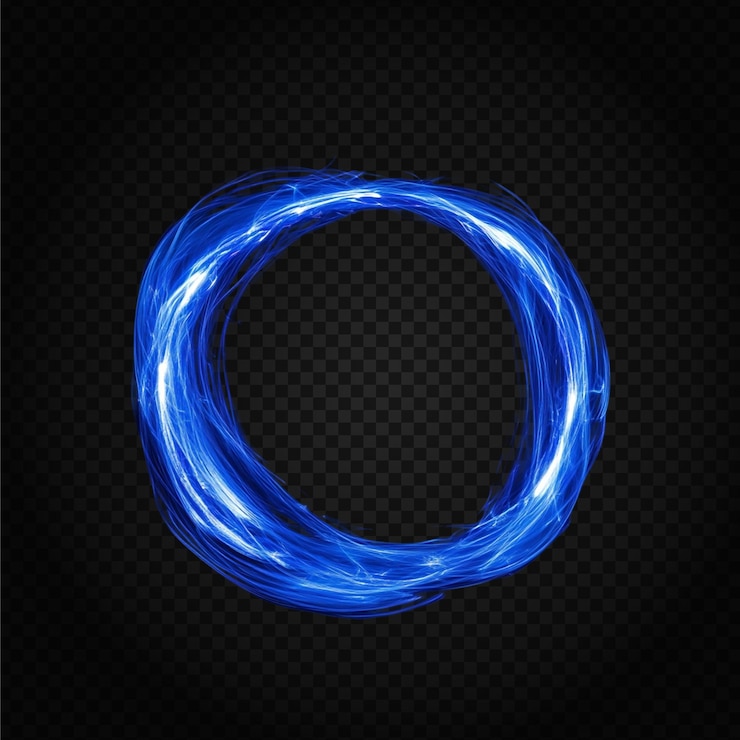 PSD glowing blue circle isolated on a transparent background