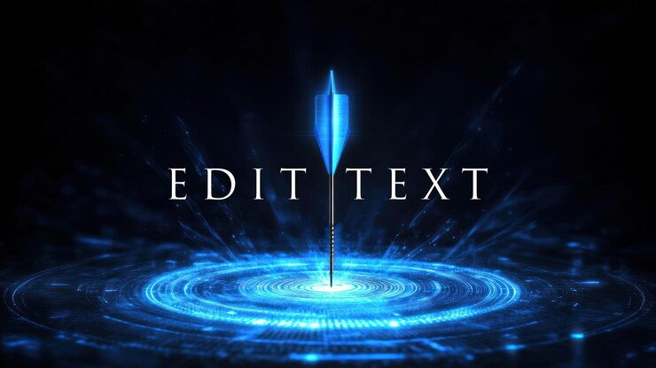 PSD glowing blue dart hitting a digital target