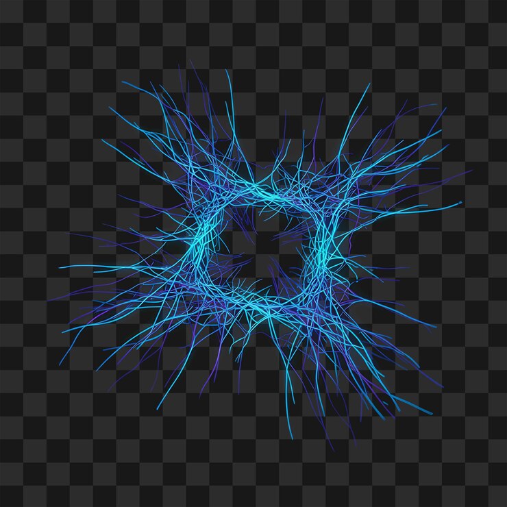 PSD glowing blue electric nerve energy circle with futuristic lightning effect on background png