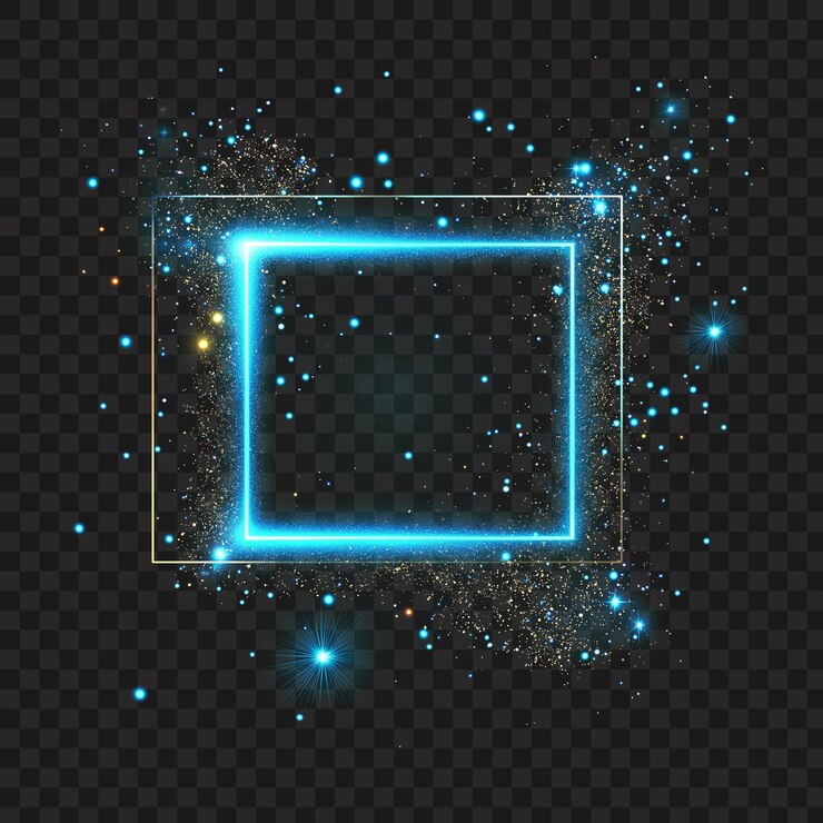 PSD glowing blue light frame with sparkling effects isolated transparent background png