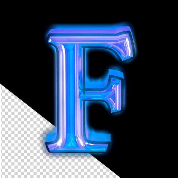 Simbolo blu luminoso lettera f