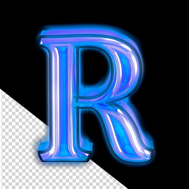 PSD Светящийся синий символ буква r