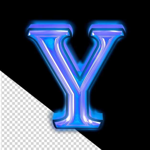 Glowing blue symbol letter y