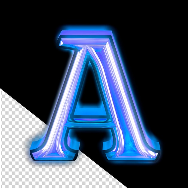 PSD glowing blue symbol letter a