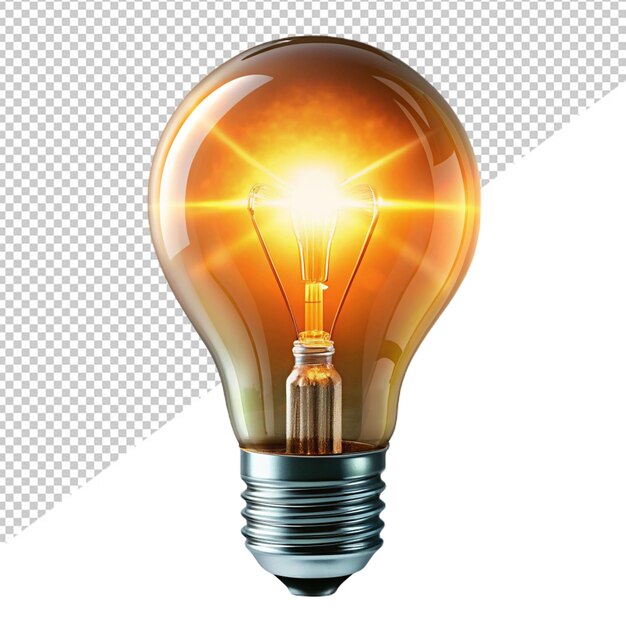 PSD glowing bulb on transparent background