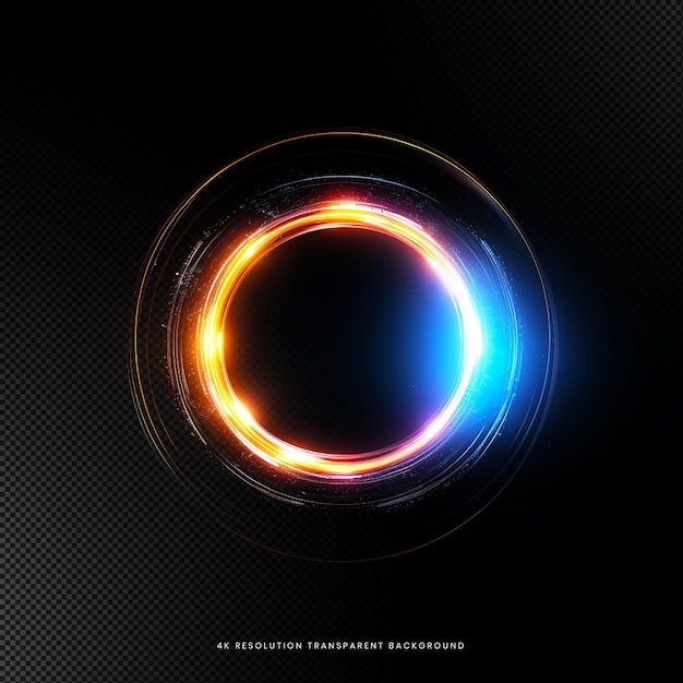 glowing circle light effect on transparent background