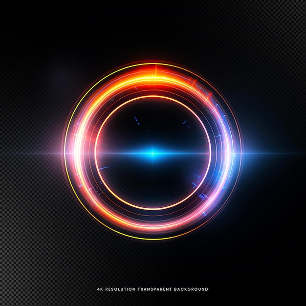 glowing circle light effect on transparent background