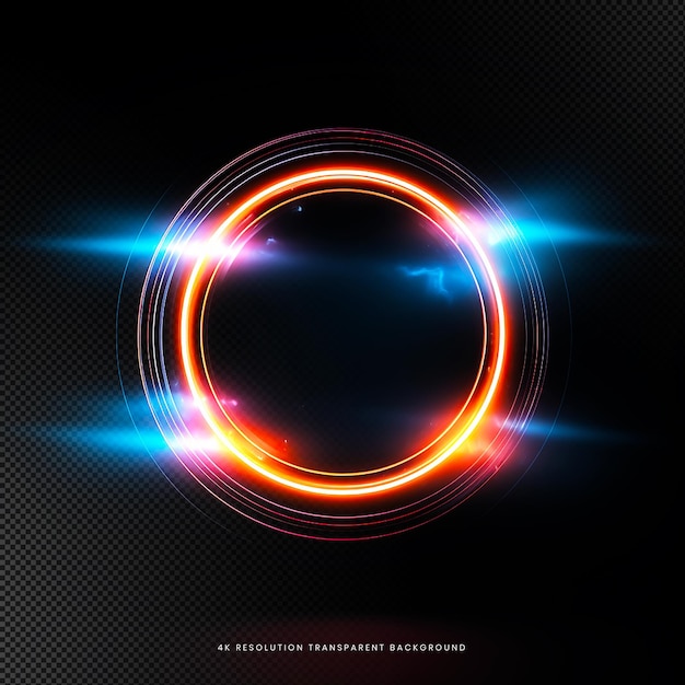 glowing circle light effect on transparent background