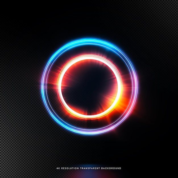 PSD glowing circle light effect on transparent background